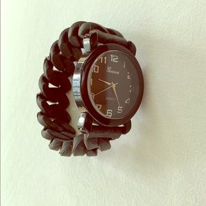 Black Geneva Quartz Braided Accessory Watch